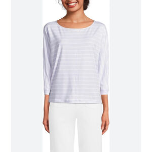 Lands' End Women's Top Large Purple White Striped